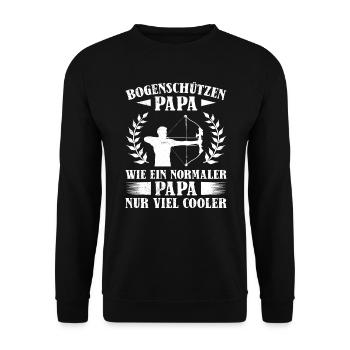 Cooler Bogenschützen Papa Bogenschießen - Unisex Pullover - Schwarz - Vorne - Alina (178cm) & Michal (187cm)
