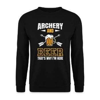 Archery and beer daruim I am here - Unisex Sweatshirt - black - Front - Alina (178cm) & Michal (187cm)