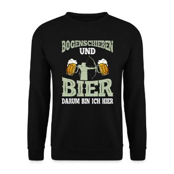 Bogenschießen und Bier Männer - Unisex Pullover - Schwarz - Vorne - Alina (178cm) & Michal (187cm)