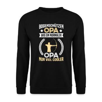 Bogenschützen Opa - Unisex Pullover - Schwarz - Vorne - Alina (178cm) & Michal (187cm)