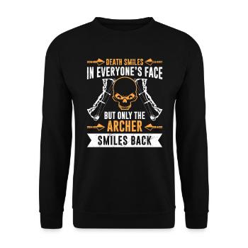 Compound Bow Archer Archery - Unisex Sweatshirt - black - Front - Alina (178cm) & Michal (187cm)