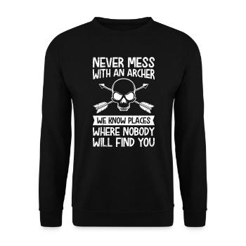 Don't mess with archers - Unisex Sweatshirt - black - Front - Alina (178cm) & Michal (187cm)