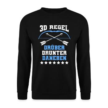 3D Regel Drüber Drunter Daneben Bogenschütze - Unisex Pullover - Schwarz - Vorne - Alina (178cm) & Michal (187cm)