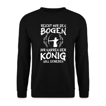 König will Bogenschießen Bogenschütze - Unisex Pullover - Schwarz - Vorne - Alina (178cm) & Michal (187cm)