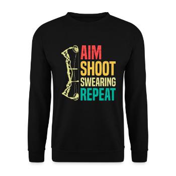 Aim Solve Swearing Again Archery - Unisex Sweatshirt - black - Front - Alina (178cm) & Michal (187cm)