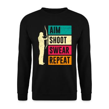 Aim Solve Swearing Again Archery - Unisex Sweatshirt - black - Front - Alina (178cm) & Michal (187cm)