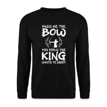 King veut archer de tir à l’arc - Sweat-shirt Unisexe - noir - Devant - Alina (178cm) & Michal (187cm)
