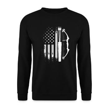 USA Bogenschießen US Flagge Bogenschütze - Unisex Pullover - Schwarz - Vorne - Alina (178cm) & Michal (187cm)