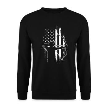 USA Archer America Longbow Archery - Unisex Sweatshirt - black - Front - Alina (178cm) & Michal (187cm)