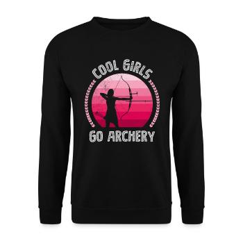 Cool Girls Go Archery Ladies - Unisex Sweatshirt - black - Front - Alina (178cm) & Michal (187cm)