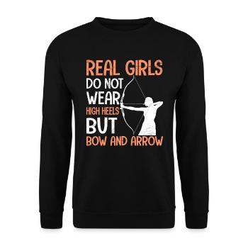 Les vraies filles portent du tir à l’arc et des flèches - Sweat-shirt Unisexe - noir - Devant - Alina (178cm) & Michal (187cm)