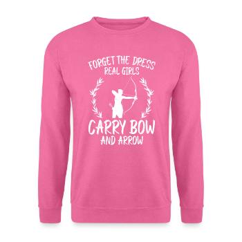 Les vraies filles portent du tir à l’arc et des flèches - Sweat-shirt Unisexe - rose - Devant