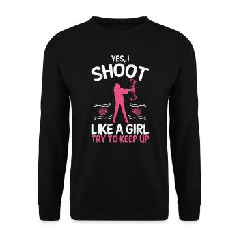 Oui je tire comme une fille archer - Sweat-shirt Unisexe - noir - Devant - Alina (178cm) & Michal (187cm)