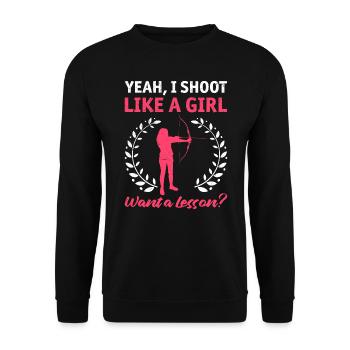 Tirez comme une fille Femmes - Sweat-shirt Unisexe - noir - Devant - Alina (178cm) & Michal (187cm)