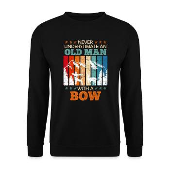 Old Man with Bow Longbow Archer - Unisex Sweatshirt - black - Front - Alina (178cm) & Michal (187cm)