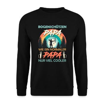 Bogenschützen Papa normaler Papa nur cooler - Unisex Pullover - Schwarz - Vorne - Alina (178cm) & Michal (187cm)