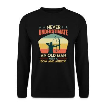 Old man with bow and arrow archer - Unisex Sweatshirt - black - Front - Alina (178cm) & Michal (187cm)
