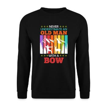 Old Man with Bow Longbow Archer - Unisex Sweatshirt - black - Front - Alina (178cm) & Michal (187cm)