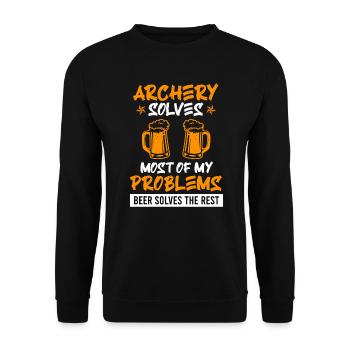 Archery solves my problems beer the rest - Unisex Sweatshirt - black - Front - Alina (178cm) & Michal (187cm)