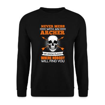 Don't mess with archers - Unisex Sweatshirt - black - Front - Alina (178cm) & Michal (187cm)