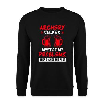 Archery solves my problems beer the rest - Unisex Sweatshirt - black - Front - Alina (178cm) & Michal (187cm)