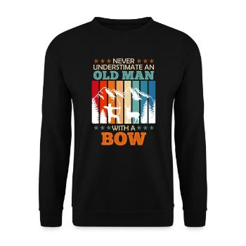 Old Man with Bow Longbow Archer - Unisex Sweatshirt - black - Front - Alina (178cm) & Michal (187cm)