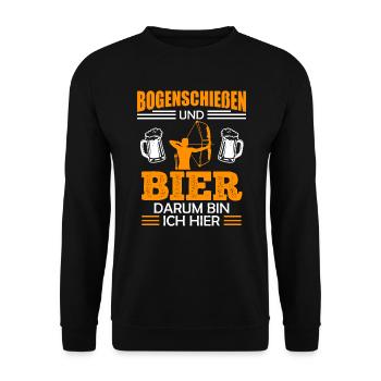 Bogenschießen und Bier Männer - Unisex Pullover - Schwarz - Vorne - Alina (178cm) & Michal (187cm)