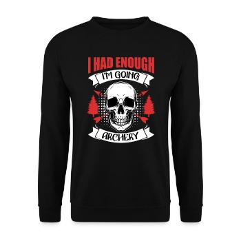 Ich gehe zum Bogenschießen Bogenschütze - Unisex Pullover - Schwarz - Vorne - Alina (178cm) & Michal (187cm)