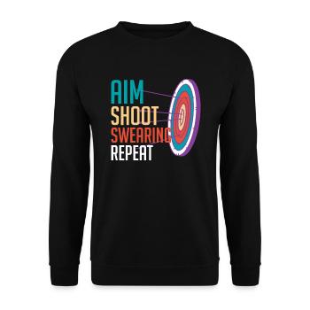 Aim Solve Curse Again Archery - Unisex Sweatshirt - black - Front - Alina (178cm) & Michal (187cm)