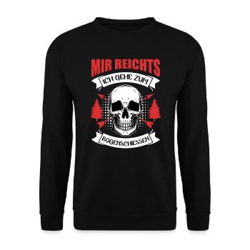 Ich gehe zum Bogenschießen Bogenschütze - Unisex Pullover - Schwarz - Vorne - Alina (178cm) & Michal (187cm)