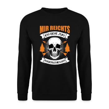 Ich gehe zum Bogenschießen Bogenschütze - Unisex Pullover - Schwarz - Vorne - Alina (178cm) & Michal (187cm)