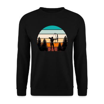 Vintage Archer Compound Bow Archery - Unisex Sweatshirt - black - Front - Alina (178cm) & Michal (187cm)