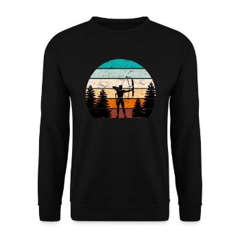 Vintage Archer Compound Bow Archery - Unisex Sweatshirt - black - Front - Alina (178cm) & Michal (187cm)