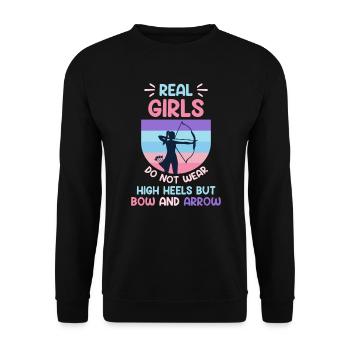 Les vraies filles portent du tir à l’arc et des flèches - Sweat-shirt Unisexe - noir - Devant - Alina (178cm) & Michal (187cm)