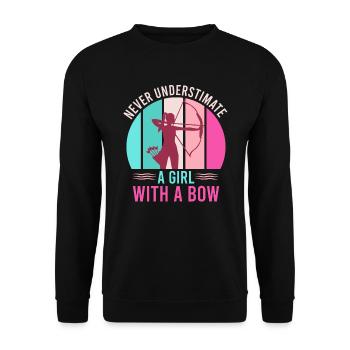Never underestimate a girl with bow bow bow - Unisex Sweatshirt - black - Front - Alina (178cm) & Michal (187cm)
