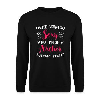 Damen Bogenschießen - Unisex Pullover - Schwarz - Vorne - Alina (178cm) & Michal (187cm)