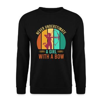 Never underestimate a girl with bow bow bow - Unisex Sweatshirt - black - Front - Alina (178cm) & Michal (187cm)