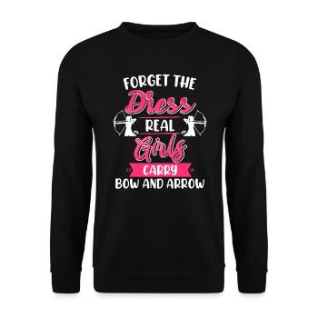 Oubliez la robe que les filles portent arc et flèche - Sweat-shirt Unisexe - noir - Devant - Alina (178cm) & Michal (187cm)