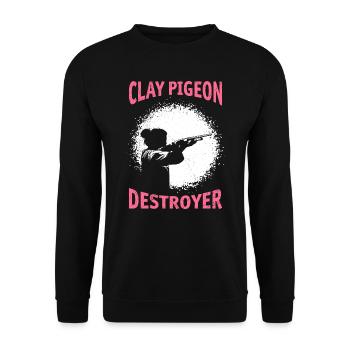 Clay Pigeon Destroyer Dames Clay Pigeon Shooting - Sweat-shirt Unisexe - noir - Devant - Alina (178cm) & Michal (187cm)