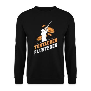Tontauben Flüsterer Tontaubenschießen - Unisex Pullover - Schwarz - Vorne - Alina (178cm) & Michal (187cm)