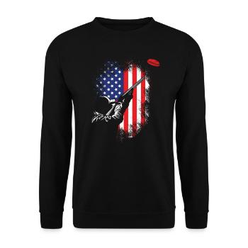 USA Clay Pigeon Shooting Clay Pigeon Shooter - Sweat-shirt Unisexe - noir - Devant - Alina (178cm) & Michal (187cm)