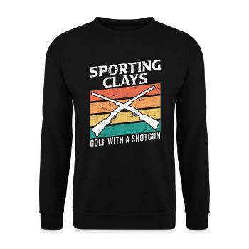 Clay pigeon shooting golf with shotgun - Unisex Sweatshirt - black - Front - Alina (178cm) & Michal (187cm)