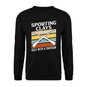 Clay pigeon shooting golf with shotgun - Unisex Sweatshirt - black - Front - Alina (178cm) & Michal (187cm)