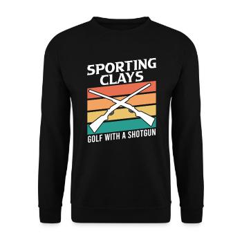 Tontaubenschießen Golf mit Shotgun - Unisex Pullover - Schwarz - Vorne - Alina (178cm) & Michal (187cm)