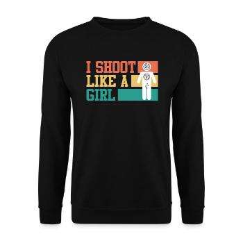 I shoot like a Girl Women's Sports Shooting - Unisex Sweatshirt - black - Front - Alina (178cm) & Michal (187cm)