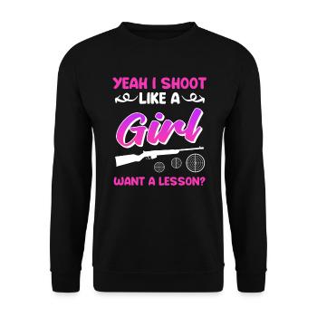 Shoot like a girl women's sports shooter - Unisex Sweatshirt - black - Front - Alina (178cm) & Michal (187cm)