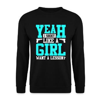 Girl Shooting Ladies Clay Pigeon Shooting - Unisex Sweatshirt - black - Front - Alina (178cm) & Michal (187cm)