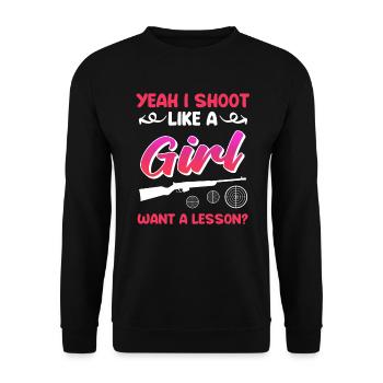 Shoot like a girl women's sports shooter - Unisex Sweatshirt - black - Front - Alina (178cm) & Michal (187cm)