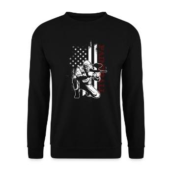Paintballspieler USA US Paintball - Unisex Pullover - Schwarz - Vorne - Alina (178cm) & Michal (187cm)