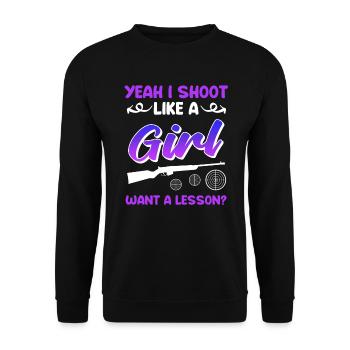 Shoot like a girl women's sports shooter - Unisex Sweatshirt - black - Front - Alina (178cm) & Michal (187cm)